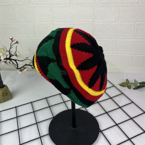 Hand Crocheted Wool Beret Jamaica Colorblock Knit