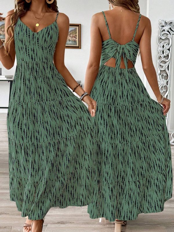 Women's Bohemian Style Suspender Stitching Dress Long Dress Maxi Vacation Beach Outfit - Image 3