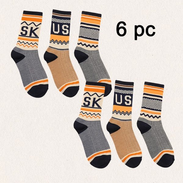 Six Pairs Of Men's And Women's Fashionable Socks With Letter Patterns - Offering Fashion And Comfort For Daily Wear And Suitable For All Four Seasons. - Image 5