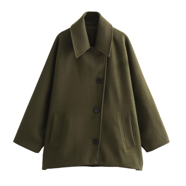 Blended Short Loose Overcoat Coat - Image 4