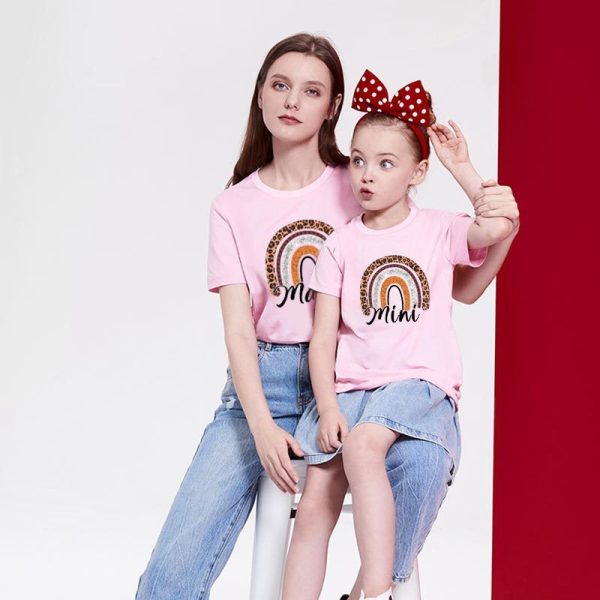 Valentine's Day Mother-daughter Matching Outfit Mom And Daughter European And American Summer Casual Trend New Rainbow Letter Print Short-sleeve - Image 8