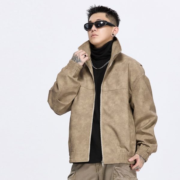 American Retro Stand Collar PU Leather Jacket Men's Autumn And Winter - Image 2