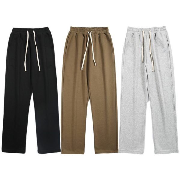 Fashion Brand Draping Effect Straight Gray Sweatpants Men - Image 4