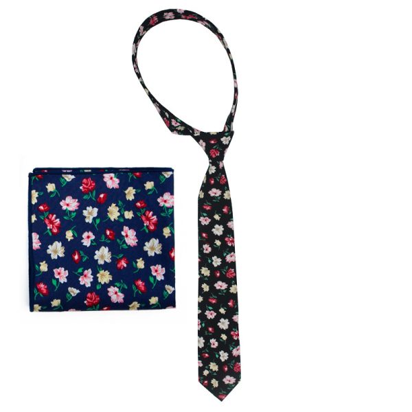 Men's Suit Printed Cotton Pocket Handkerchief With Floral Patterns, Fashionable And Casual Printed Tie