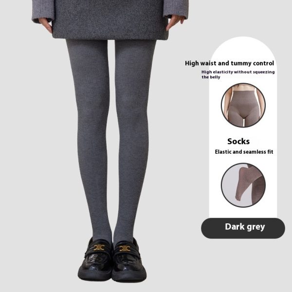 Winter High Waist Leggings With Sock Fashion Slim Pantyhose Warm Thin Legs Pants Women Clothing - Image 10