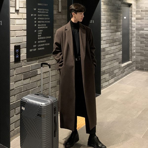 Thickened Belt Woolen Coat Men - Image 4