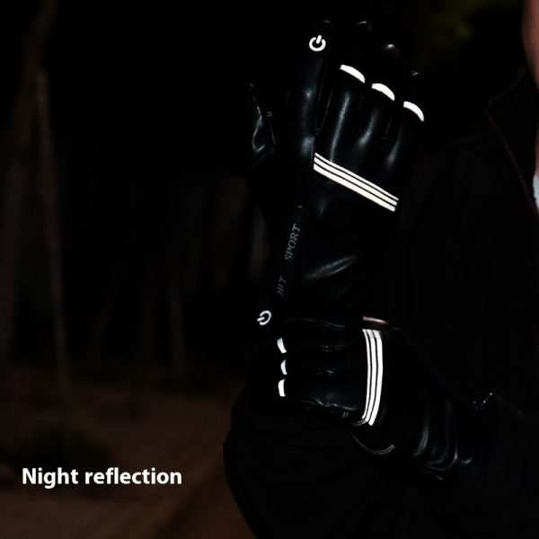 Winter Fleece-lined Thermal And Windproof Riding Leather Gloves - Image 3