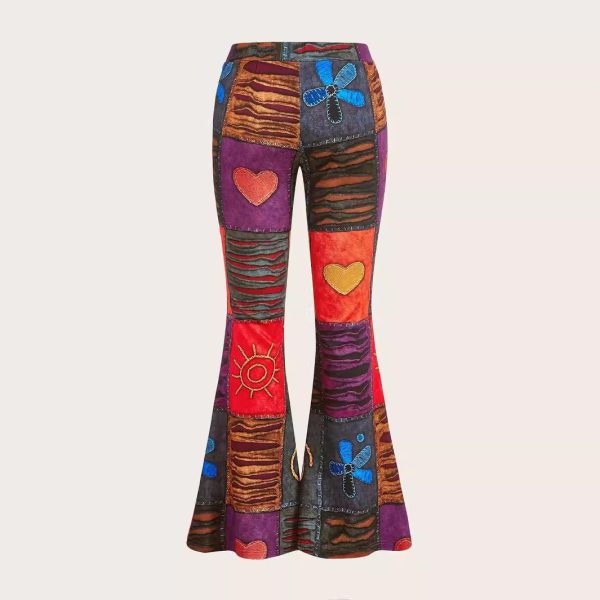 Pattern Abstract Art Style Personality Trend Tight Bootcut Pants - Image 2