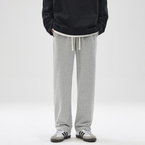 Fashion Brand Draping Effect Straight Gray Sweatpants Men - Image 7