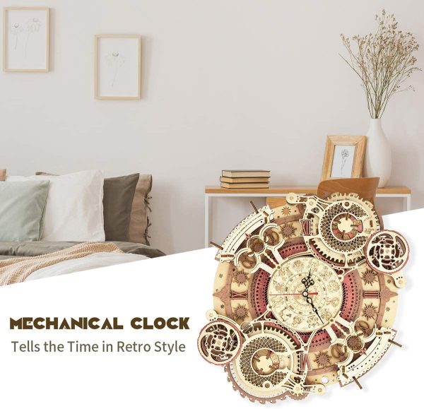 Robotime ROKR Time Art Zodiac Wall Clock 3D Wooden Puzzle Games Model Building Kits Toys For Children Kids - Image 3