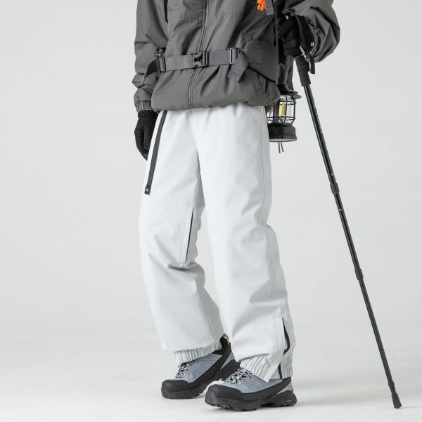 Fleece-lined Ski Pants Windproof Hard Shell Charge Down Wadded Trousers - Image 3