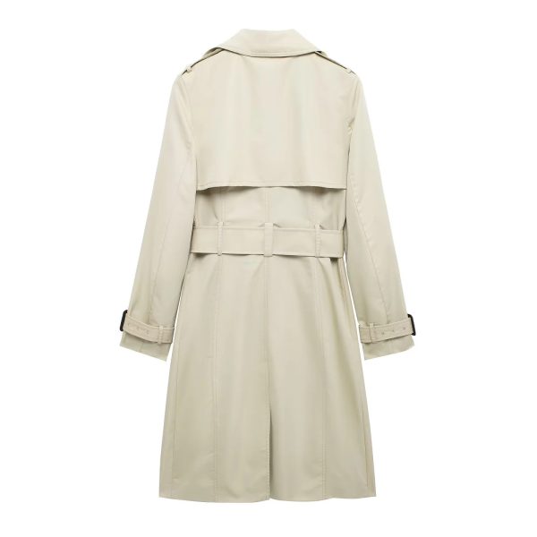 Retro Double-breasted Slim-fit Long-sleeved Lapel Versatile Trench Coat - Image 2