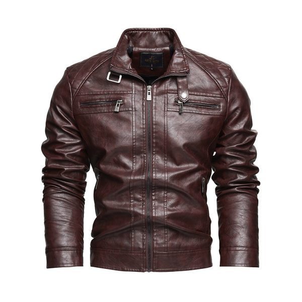 Personalized Trendy Pocket Pu Leather Coat Trendy Men Leather Jacket - Image 5