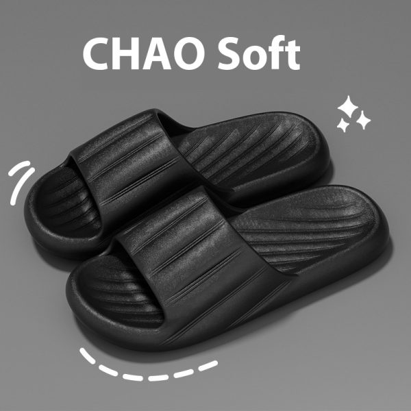 Fashion Solid Color Striped Home Slippers Summer Thick Bottom Non-slip Bathroom Slipper Women Men Couples Shoes - Image 10