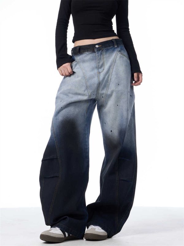 Gradient Tie-dye Machete Jeans Women's Wide-leg Trousers - Image 4