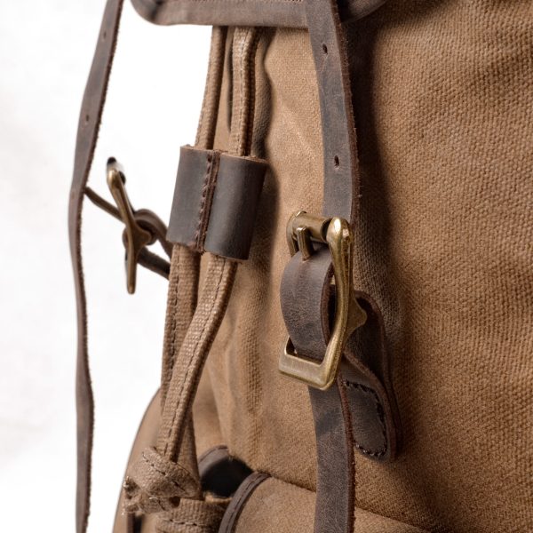 Travel Backpack Canvas Stitching Crazy Horse Leather - Image 3