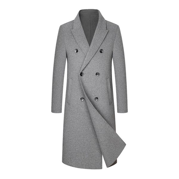 Woolen Coat Trench Coat Double Breasted Long Below The Knee - Image 7