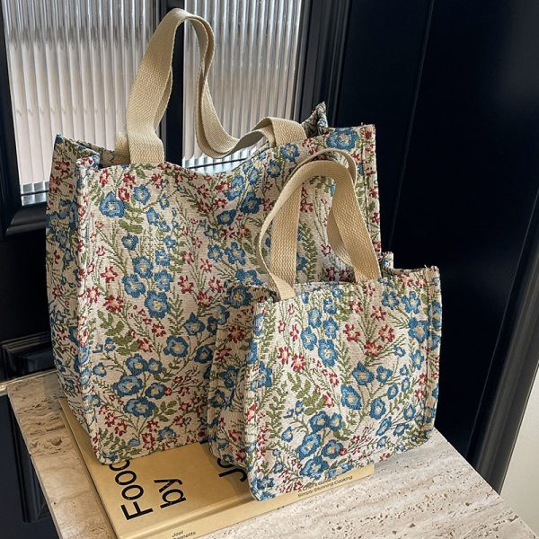 Flowers Canvas Handbag Fashion Large Capacity Shoulder Bags For Women - Image 9