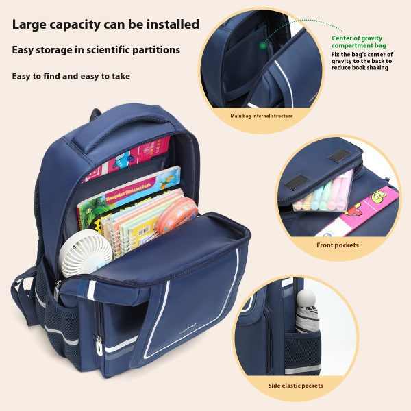 Primary School Spine Protection Schoolbag Burden Reduction Large Capacity Backpack - Image 3