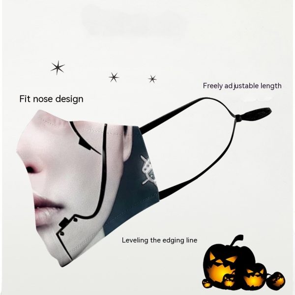 Halloween Milk Silk High Density Diagonal Cloth Double Layer Dustproof Protective Mask - Image 2