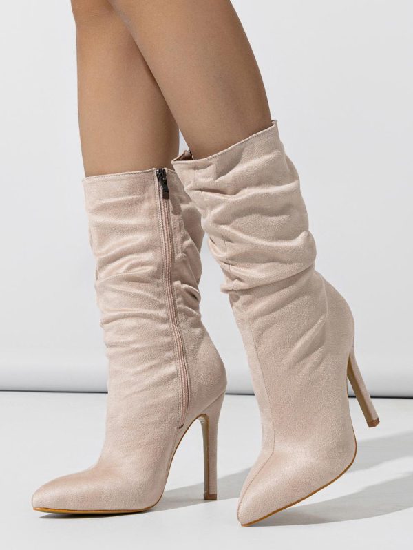 New Style Natural Wrinkle Stiletto Pointed Toe Fashion All-match Street Middle Boots - Image 8