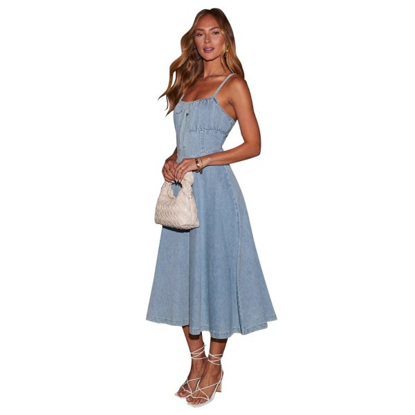 Cutout Sling Denim Dress Waist Slimming Small Skirt - Image 5