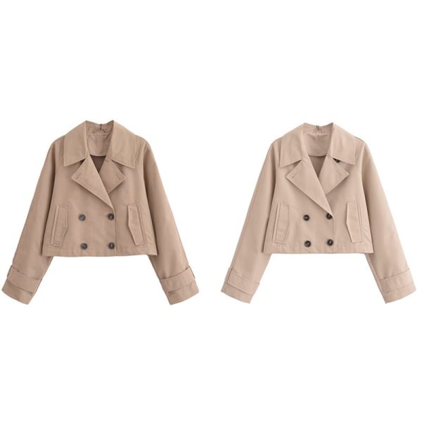 European And American Style Women's Clothing French Trench Coat Long Sleeve Elegant Jacket Coat - Image 5