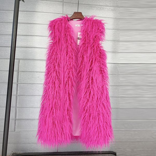 Long  Beach Wool Fur Vest Warm Vest Women's Vest Coat - Image 8