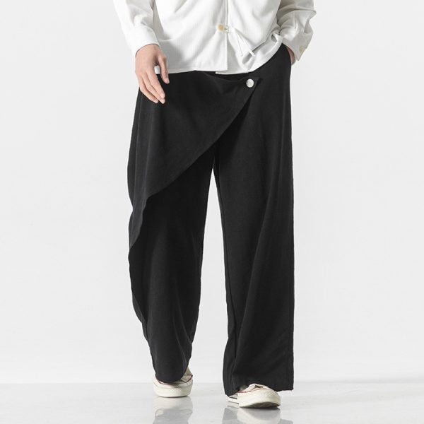 Cotton And Linen Casual Trousers Retro Plus Size Fashion Linen Men's Wide Leg Pants - Image 3