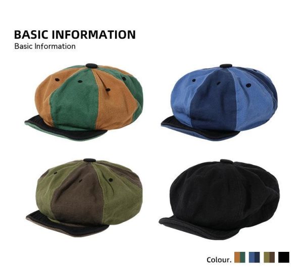 Color Matching Tension Adjustment Beret Soft Brim Hat - Image 9