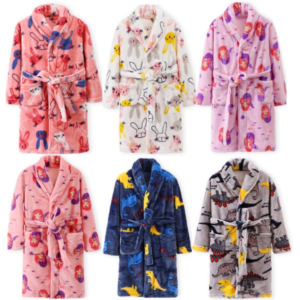 Children's Autumn And Winter Flannel Pajamas Home Clothes Boys And Girls - Image 9