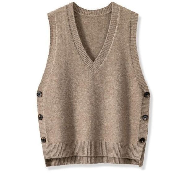 European And American Retro V-neck Knitted Vest Women's Spring Autumn Outerwear - Image 5