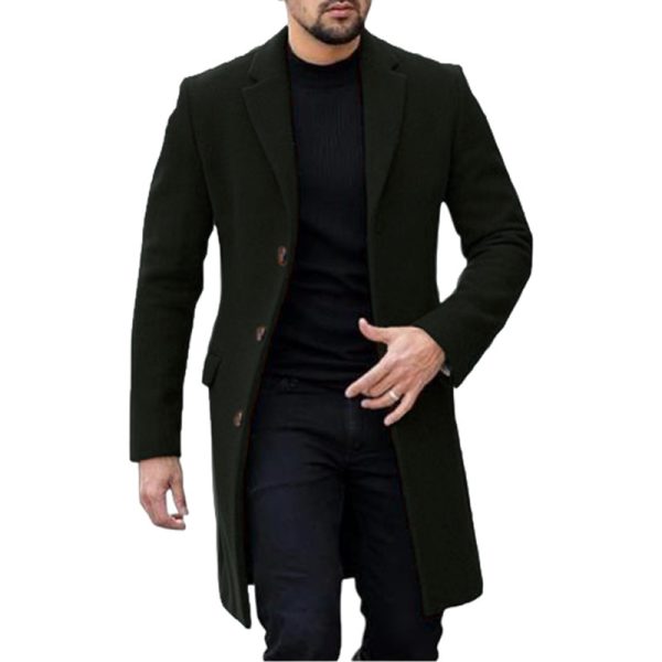 Single-breasted Cardigan Woolen Coat Men's Coat - Image 3