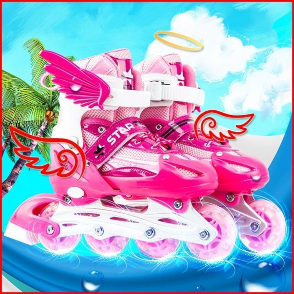 New Boy Girl Children Inline Skates Adjustable Size Flashing Roller Skating Boots for Kids - Image 3