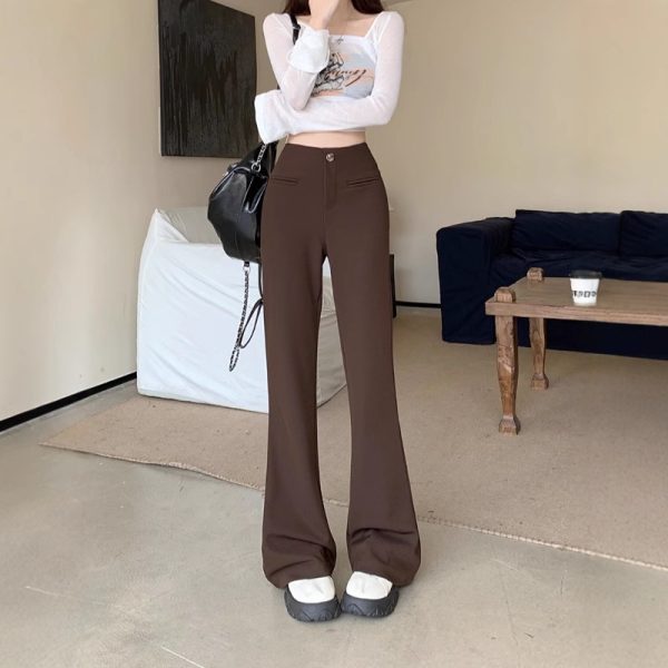 High Waist Slim Fit Women's Spring Versatile Slimming And Straight Casual Pants - Image 3