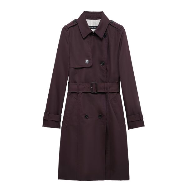 Retro Double-breasted Slim-fit Long-sleeved Lapel Versatile Trench Coat - Image 5