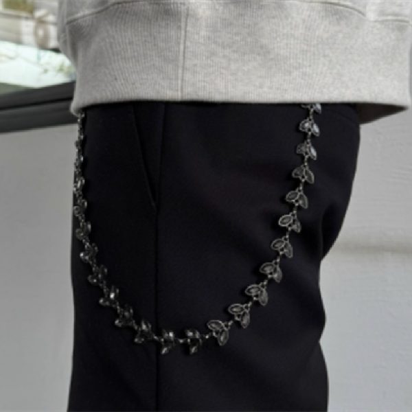 Black Vine Silver Gem Phants Zipper Men's Denim Waist Chain - Image 5