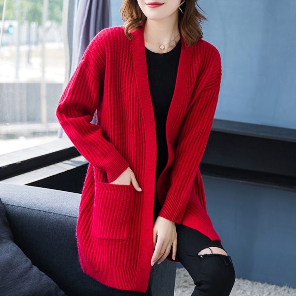 Loose Knitted Shawl Versatile Sweater Coat Women's - Image 3