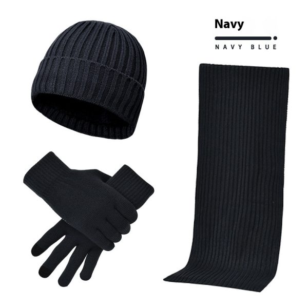 Men's And Women's Knitted Thickened Warm Wool Hat Scarf Gloves Three-piece Set - Image 9