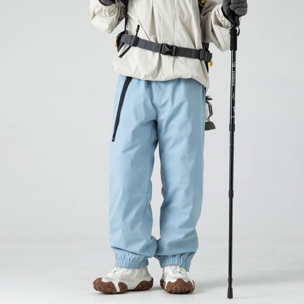 Fleece-lined Ski Pants Windproof Hard Shell Charge Down Wadded Trousers - Image 6