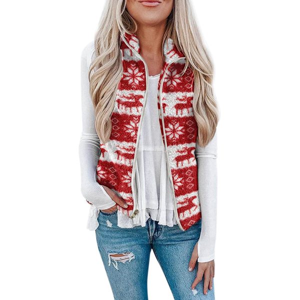 Women's Christmas Top Plush Printed Vest - Image 3