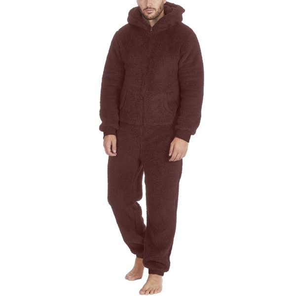 Men's Fashion Zipper Thermal Plush Jumpsuit Thermal Pajamas - Image 9