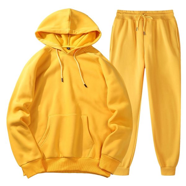 Men's Spring, Autumn And Winter Sports Casual Solid Color Coat Sweatshirt Trousers Suit - Image 7