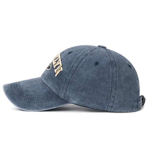 Spring And Summer Sun Protection Men's Retro Washed Letters Embroidered Peaked Cap - Image 4